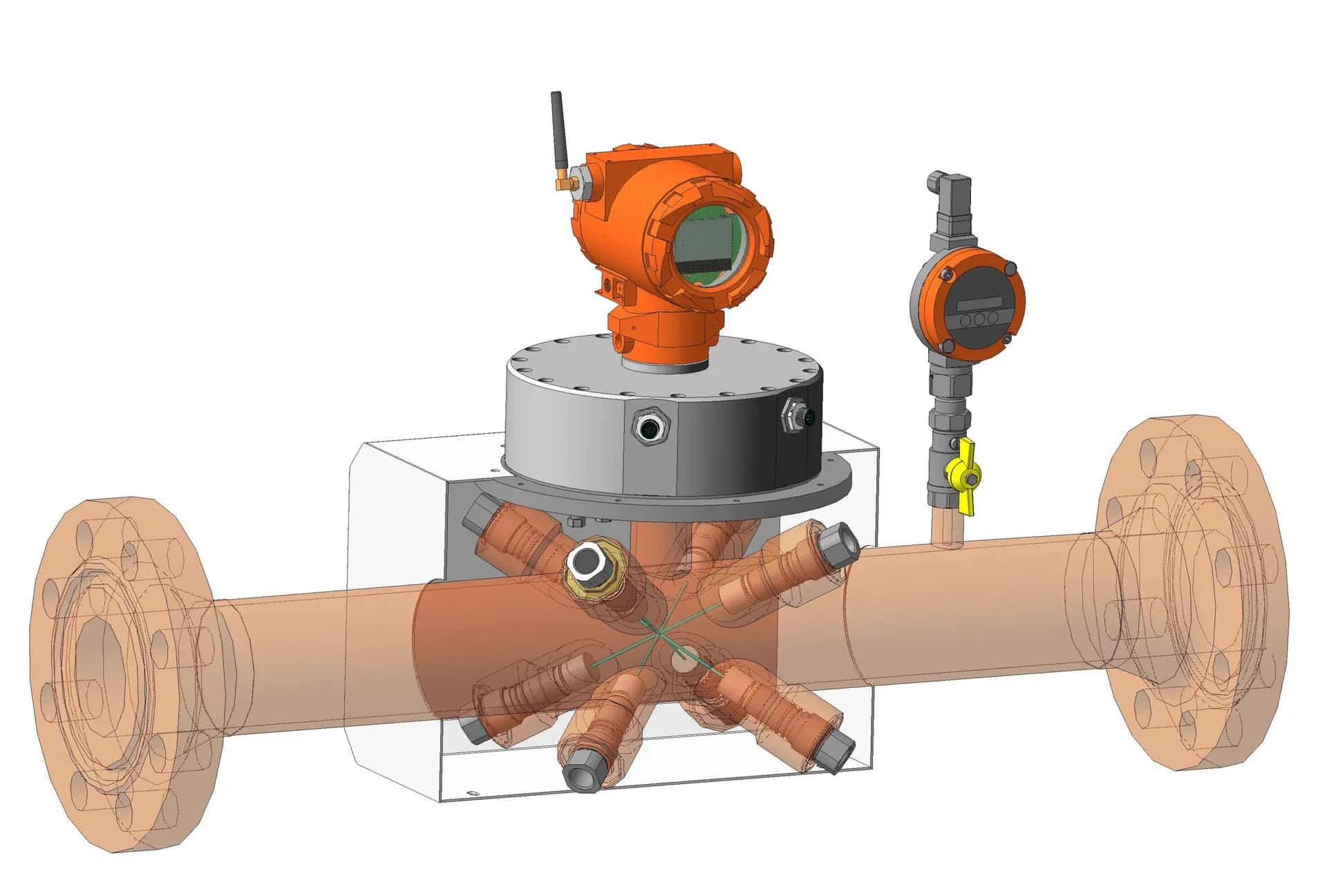 Устройство расходомера Turbo Flow UFG-F: приёмопередатчики в измерительном участке